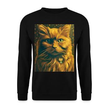 Katzen Portrait Gustav Klimt Style Katze - Unisex Pullover - Schwarz - Vorne - Alina (178cm) & Michal (187cm)