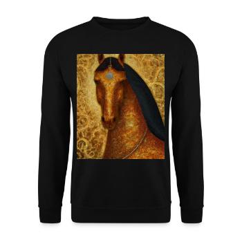 Horse Portrait Horse Gustav Klimt Style - Unisex Sweatshirt - black - Front - Alina (178cm) & Michal (187cm)