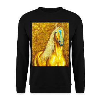 Pferde Portrait Pferd Gustav Klimt Style - Unisex Pullover - Schwarz - Vorne - Alina (178cm) & Michal (187cm)