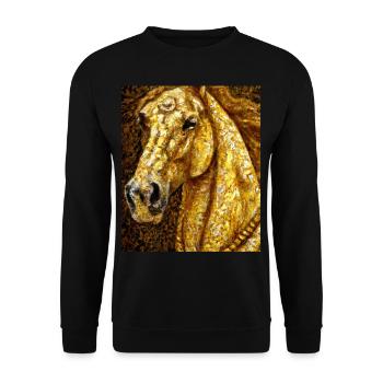 Pferde Portrait Pferd Gustav Klimt Style - Unisex Pullover - Schwarz - Vorne - Alina (178cm) & Michal (187cm)