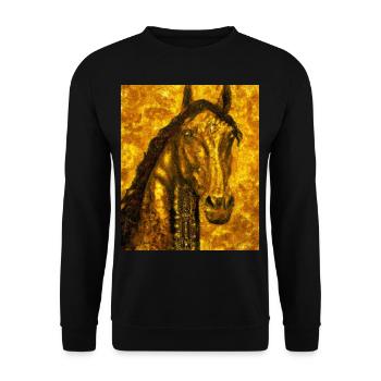 Pferde Portrait Pferd Gustav Klimt Style - Unisex Pullover - Schwarz - Vorne - Alina (178cm) & Michal (187cm)