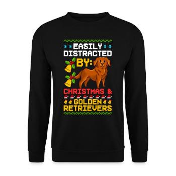 Golden Retriever Hund Welpen Besitzer Weihnachten - Unisex Pullover - Schwarz - Vorne - Alina (178cm) & Michal (187cm)