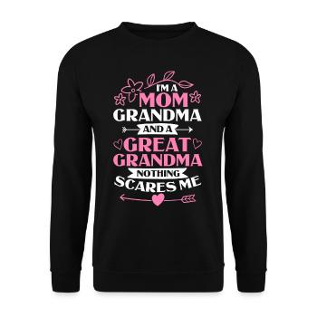 Great-grandmother Grandma Great-grandparents Grandmother - Unisex Sweatshirt - black - Front - Alina (178cm) & Michal (187cm)