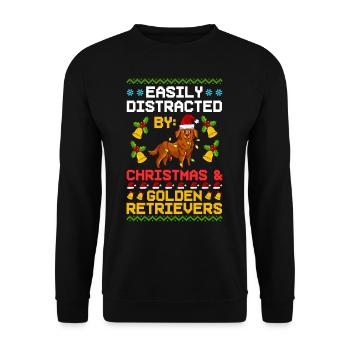 Golden Retriever Hund Welpen Besitzer Weihnachten - Unisex Pullover - Schwarz - Vorne - Alina (178cm) & Michal (187cm)