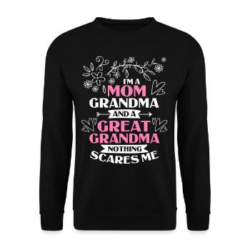 Great-grandmother Grandma Great-grandparents Grandmother - Unisex Sweatshirt - black - Front - Alina (178cm) & Michal (187cm)