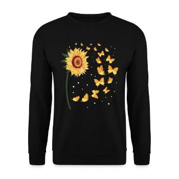 Sonnenblume Schmetterlinge - Unisex Pullover - Schwarz - Vorne - Alina (178cm) & Michal (187cm)