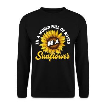 Sonnenblume Spruch Geschenk - Unisex Pullover - Schwarz - Vorne - Alina (178cm) & Michal (187cm)