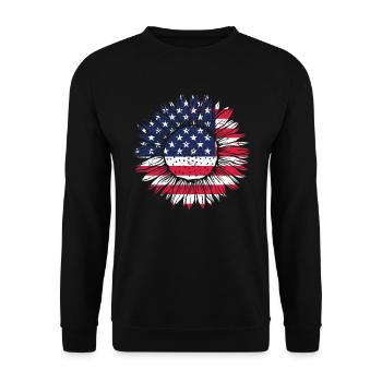 Sonnenblume USA Flagge - Unisex Pullover - Schwarz - Vorne - Alina (178cm) & Michal (187cm)