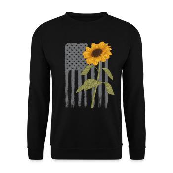 Amerika USA Sonnenblume Patriot - Unisex Pullover - Schwarz - Vorne - Alina (178cm) & Michal (187cm)