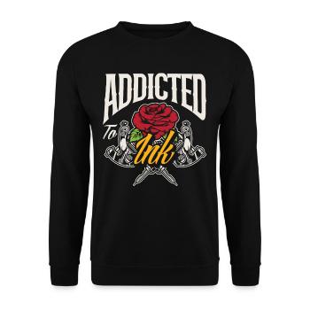 Tattoo Tattoos Tattoo Hobby Gift - Unisex Sweatshirt - black - Front - Alina (178cm) & Michal (187cm)
