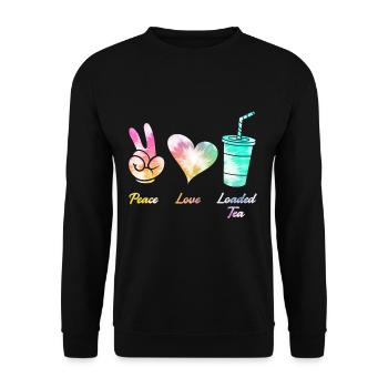 Friede Liebe Tee - Unisex Pullover - Schwarz - Vorne - Alina (178cm) & Michal (187cm)