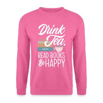 Tee Trinken Bücher Lesen Hobby Geschenk - Unisex Pullover - Pink - Vorne