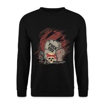 Fuck you gravestone Halloween zombie - Sweat-shirt Unisexe - noir - Devant - Alina (178cm) & Michal (187cm)