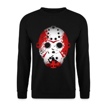 Halloween Horror Mask Killer - Unisex Sweatshirt - black - Front - Alina (178cm) & Michal (187cm)