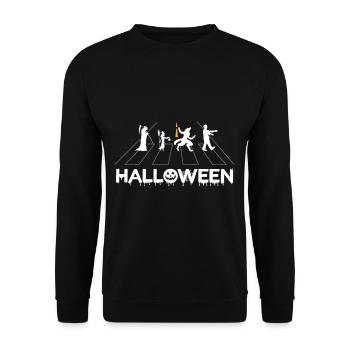 Halloween Kreaturen Zebrastreifen witzig - Unisex Pullover - Schwarz - Vorne - Alina (178cm) & Michal (187cm)