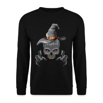 Squelette de sorcière à la citrouille d’Halloween - Sweat-shirt Unisexe - noir - Devant - Alina (178cm) & Michal (187cm)