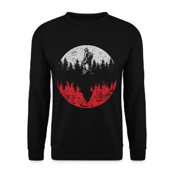 Halloween blutmond Sensenmann Geschenk - Unisex Pullover - Schwarz - Vorne - Alina (178cm) & Michal (187cm)