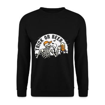 Trick or beer Halloween skeleton funny - Unisex Sweatshirt - black - Front - Alina (178cm) & Michal (187cm)