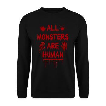 All monsters are human Halloween - Unisex Sweatshirt - black - Front - Alina (178cm) & Michal (187cm)