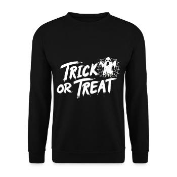 Trick Oder Treat Halloween - Unisex Pullover - Schwarz - Vorne - Alina (178cm) & Michal (187cm)