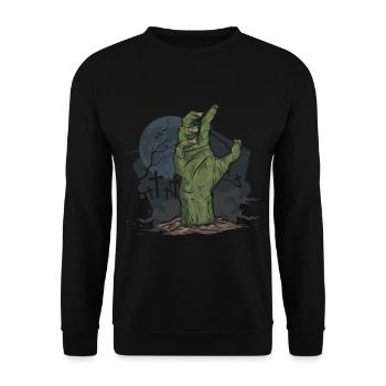 Halloween Zombie Hand Cemetery - Unisex Sweatshirt - black - Front - Alina (178cm) & Michal (187cm)