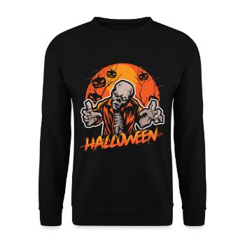 Halloween Zombie Orange Moon - Unisex Sweatshirt - black - Front - Alina (178cm) & Michal (187cm)