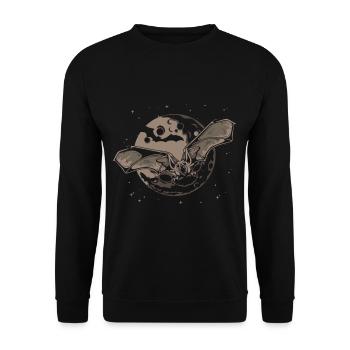 Fledermaus Vollmond Halloween - Unisex Pullover - Schwarz - Vorne - Alina (178cm) & Michal (187cm)