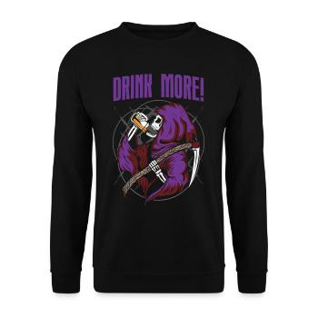 Sensenmann Bier Trink mehr Halloween - Unisex Pullover - Schwarz - Vorne - Alina (178cm) & Michal (187cm)