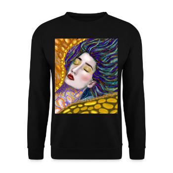 Mermaid Portrait Gustav Klimt Style - Unisex Sweatshirt - black - Front - Alina (178cm) & Michal (187cm)