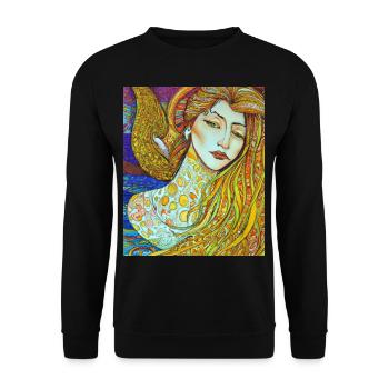 Mermaid Portrait Gustav Klimt Style - Unisex Sweatshirt - black - Front - Alina (178cm) & Michal (187cm)