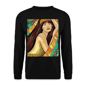 Mermaid Portrait Gustav Klimt Style - Unisex Sweatshirt - black - Front - Alina (178cm) & Michal (187cm)