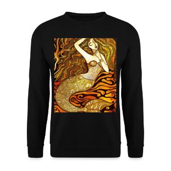 Mermaid Portrait Gustav Klimt Style - Unisex Sweatshirt - black - Front - Alina (178cm) & Michal (187cm)