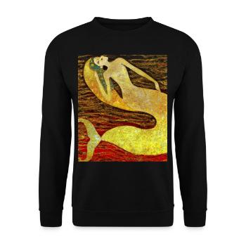 Mermaid Portrait Gustav Klimt Style - Unisex Sweatshirt - black - Front - Alina (178cm) & Michal (187cm)