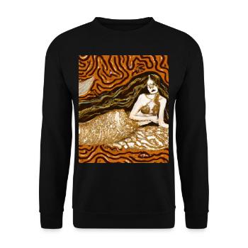 Mermaid Portrait Gustav Klimt Style - Unisex Sweatshirt - black - Front - Alina (178cm) & Michal (187cm)