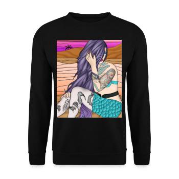 Mermaid Tattoo Retro Goth Girl Beach Mer - Sweat-shirt Unisexe - noir - Devant - Alina (178cm) & Michal (187cm)