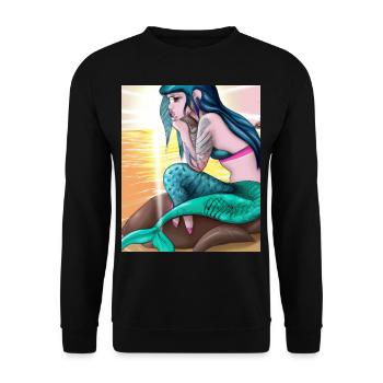 Mermaid Tattoo Retro Goth Girl Beach Mer - Sweat-shirt Unisexe - noir - Devant - Alina (178cm) & Michal (187cm)