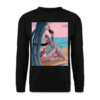 Mermaid Tattoo Retro Goth Girl Beach Mer - Sweat-shirt Unisexe - noir - Devant - Alina (178cm) & Michal (187cm)