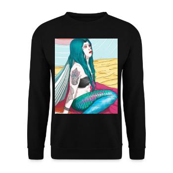 Mermaid Tattoo Retro Goth Girl Beach Mer - Sweat-shirt Unisexe - noir - Devant - Alina (178cm) & Michal (187cm)