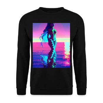 Mermaid Portrait 80s Retro - Unisex Sweatshirt - black - Front - Alina (178cm) & Michal (187cm)