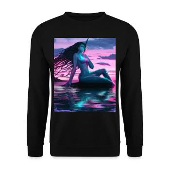 Mermaid Portrait 80s Retro - Unisex Sweatshirt - black - Front - Alina (178cm) & Michal (187cm)