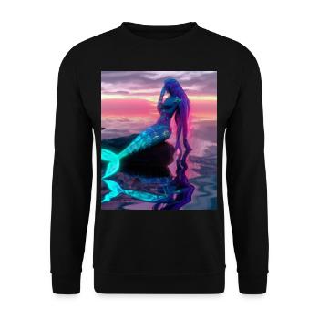 Mermaid Portrait 80s Retro - Unisex Sweatshirt - black - Front - Alina (178cm) & Michal (187cm)