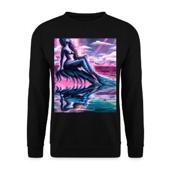 Mermaid Portrait 80s Retro - Unisex Sweatshirt - black - Front - Alina (178cm) & Michal (187cm)