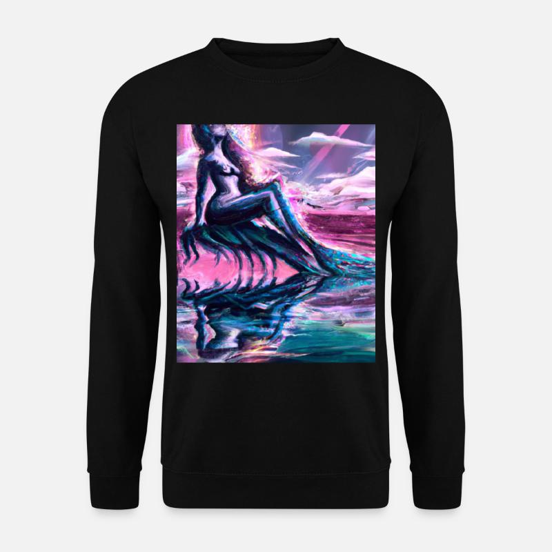 Mermaid Portrait 80s Retro - Unisex Sweatshirt - black