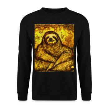 Faultier Portrait Lustig Gustav Klimt Style - Unisex Pullover - Schwarz - Vorne - Alina (178cm) & Michal (187cm)