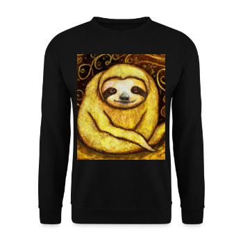Sloth Portrait Funny Gustav Klimt Style - Unisex Sweatshirt - black - Front - Alina (178cm) & Michal (187cm)
