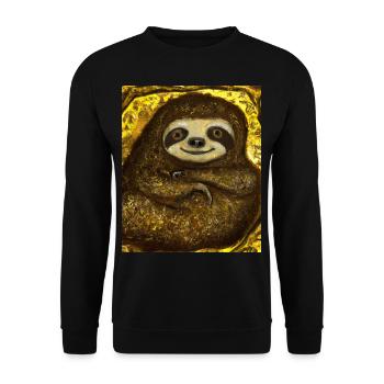 Faultier Portrait Lustig Gustav Klimt Style - Unisex Pullover - Schwarz - Vorne - Alina (178cm) & Michal (187cm)