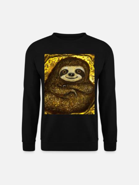 Faultier Portrait Lustig Gustav Klimt Style - Unisex Pullover - Schwarz
