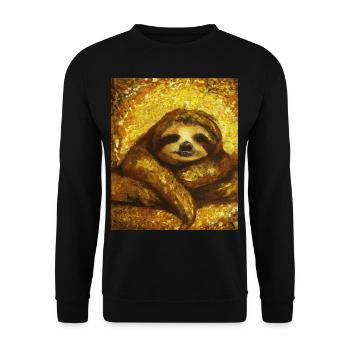 Sloth Portrait Funny Gustav Klimt Style - Unisex Sweatshirt - black - Front - Alina (178cm) & Michal (187cm)