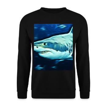 Grand Requin Blanc Vincent Van Gogh Style - Sweat-shirt Unisexe - noir - Devant - Alina (178cm) & Michal (187cm)