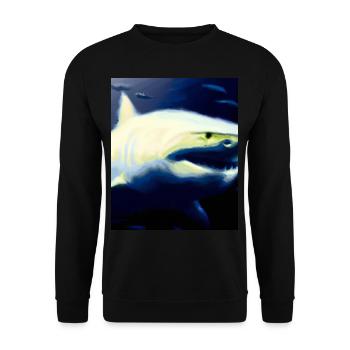Grand Requin Blanc Vincent Van Gogh Style - Sweat-shirt Unisexe - noir - Devant - Alina (178cm) & Michal (187cm)